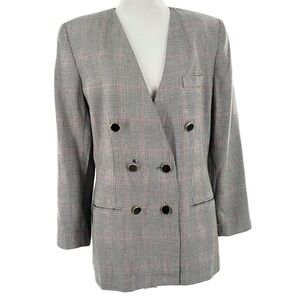 Worthington blazer size 12 gray plaid double breasted Corpcore preppy 80s 90s